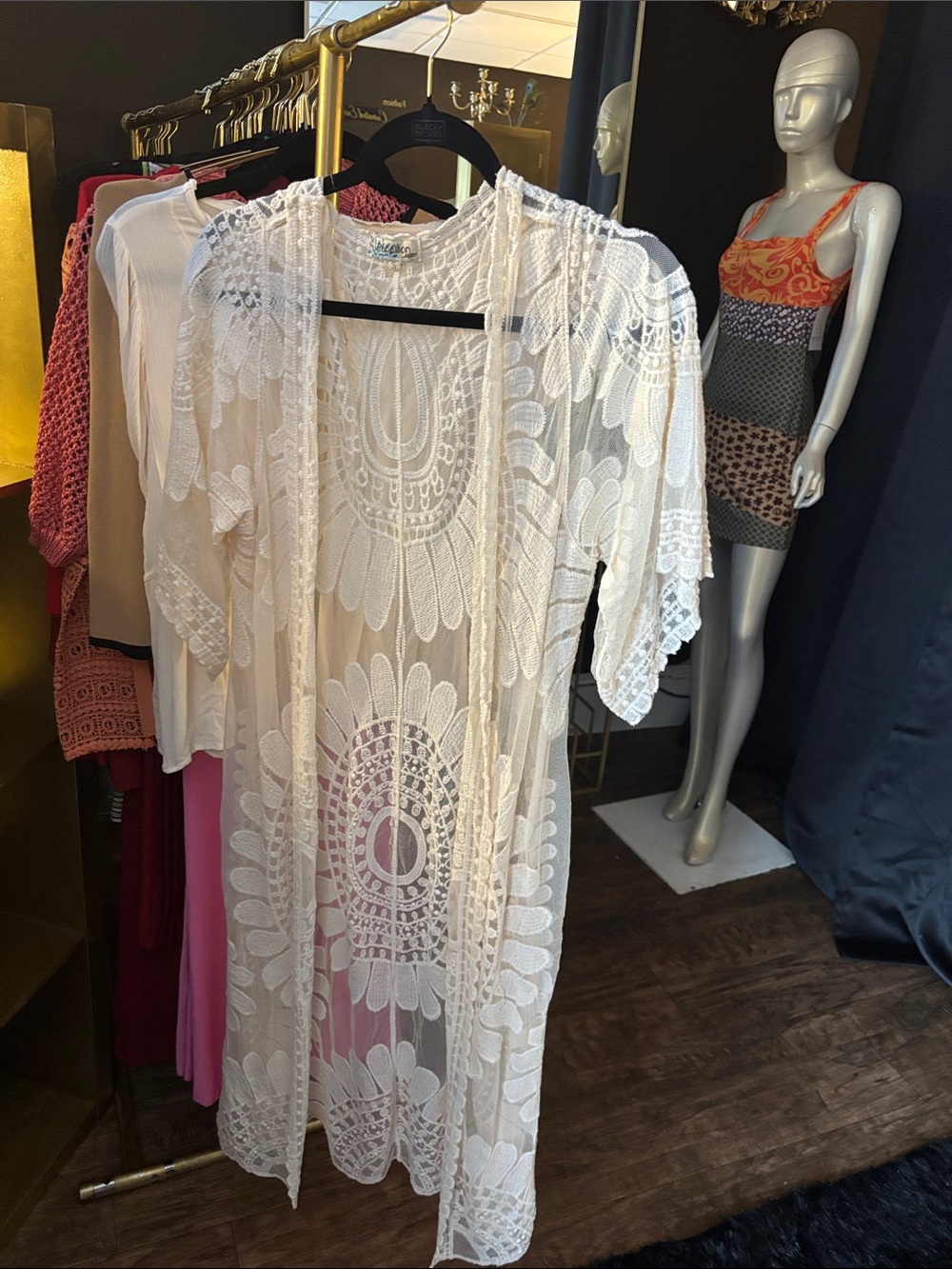 Rebellion White Lace Crochet Kimono Tunic